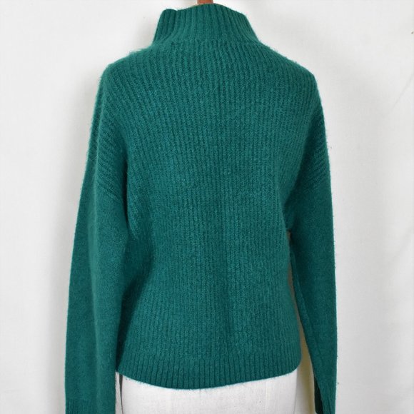 LOFT Sweater M Acrylic Blend Machine Wash Mock Turtle Neck Green - Picture 3 of 4